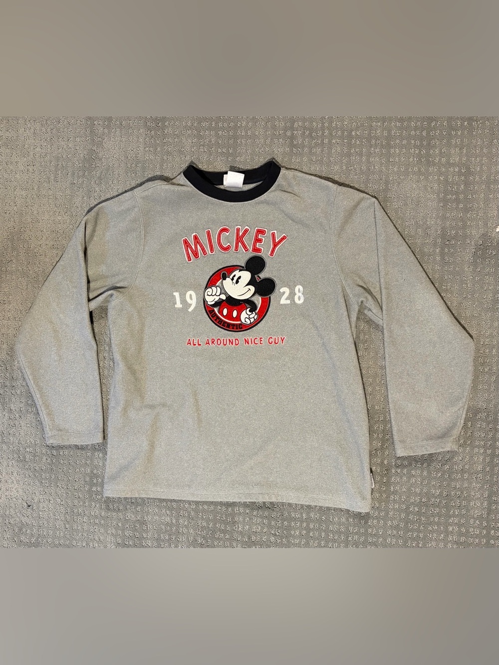 Vintage Disney Store Exclusive Grey Fleece Mickey Mouse Sweater